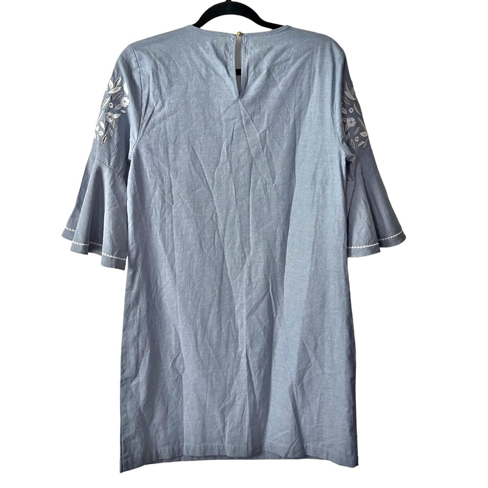 NWT Mud Pie Michelle Dress with Embroidery Sleeves SZ Small in Blue - Picture 4 of 7
